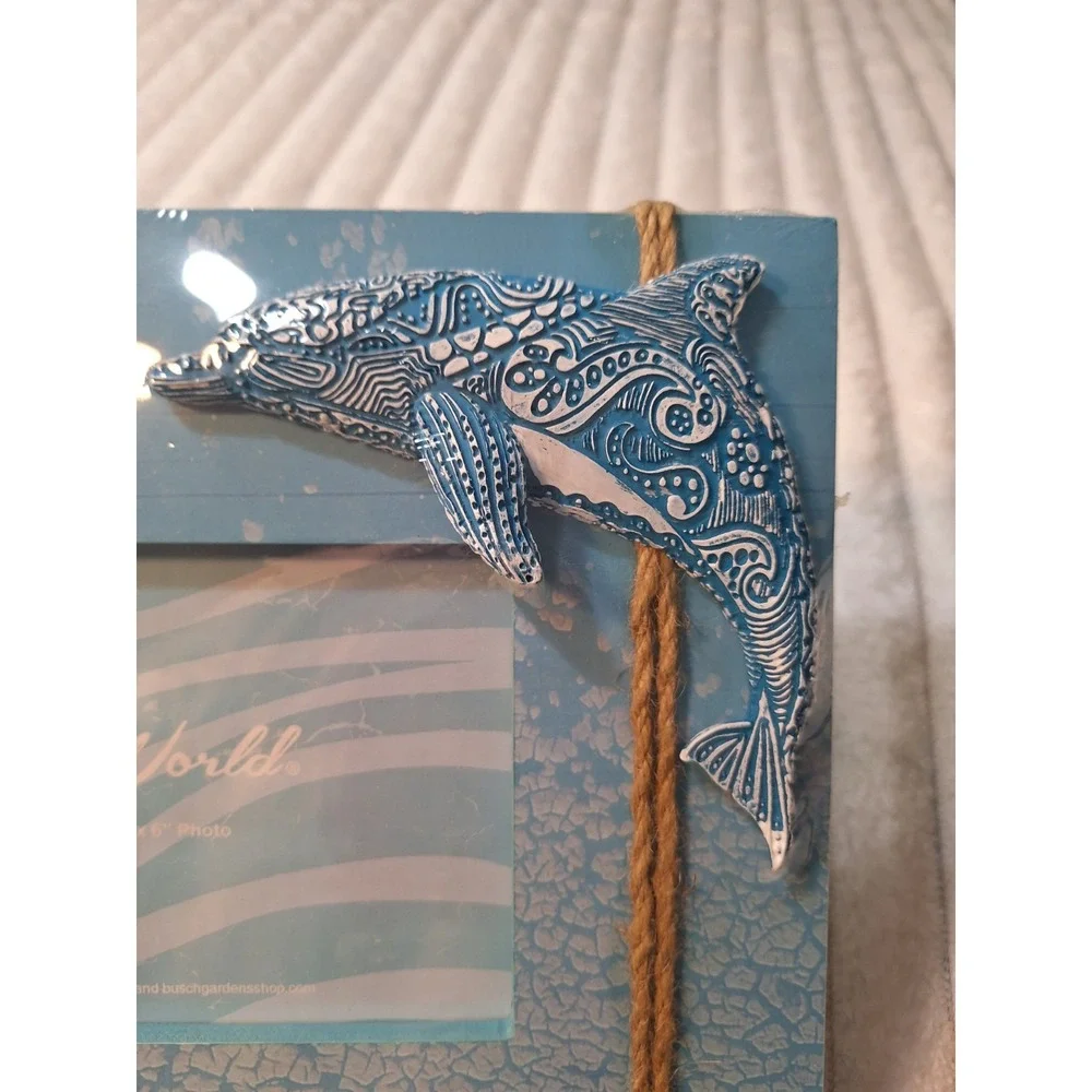SeaWorld Dolpin Beach 4X6‎ Photo Picture Frame Wood Rope Mosaic NEW